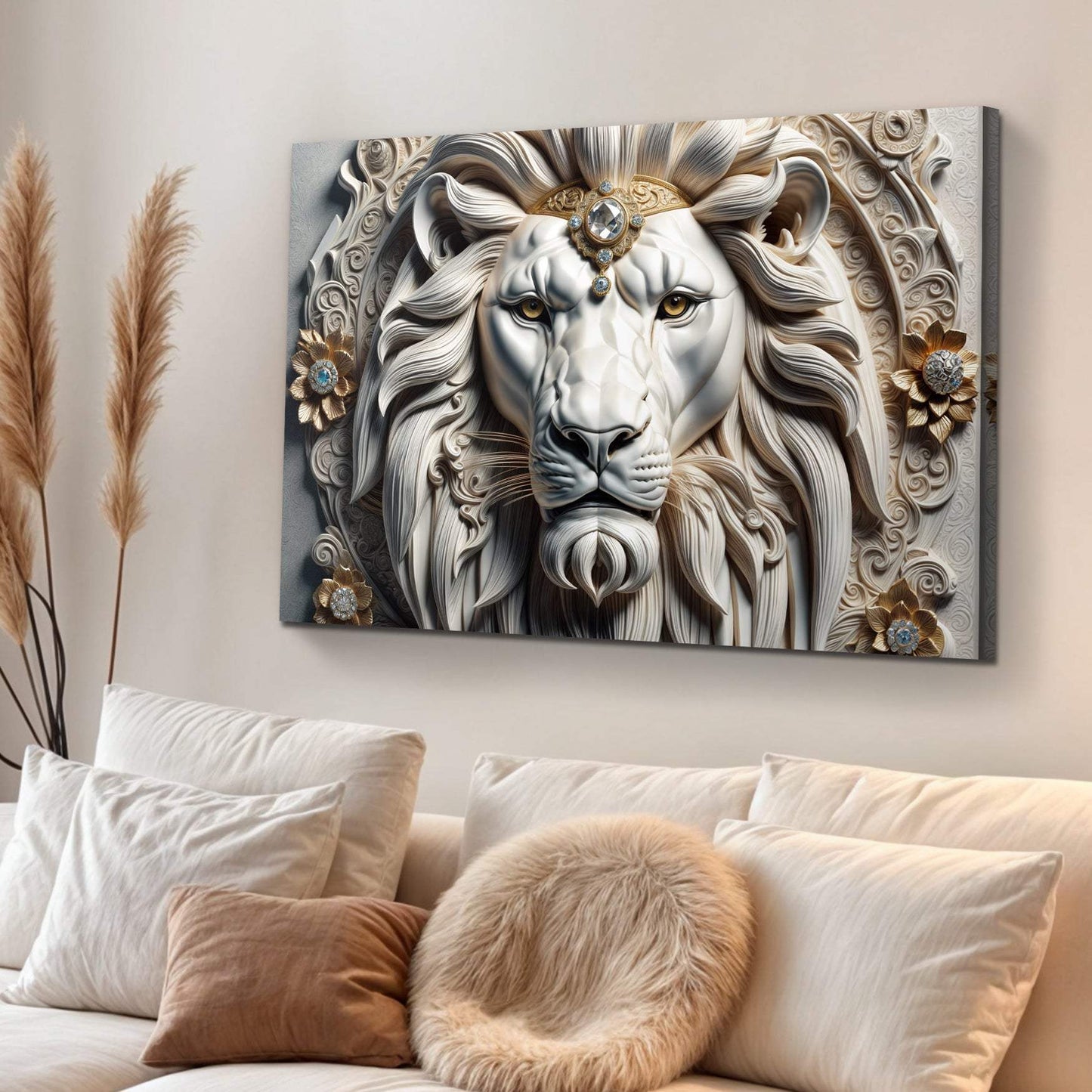 3D Majestic Lion Wall Art II - Tailored Canvases - Flyclothing LLC