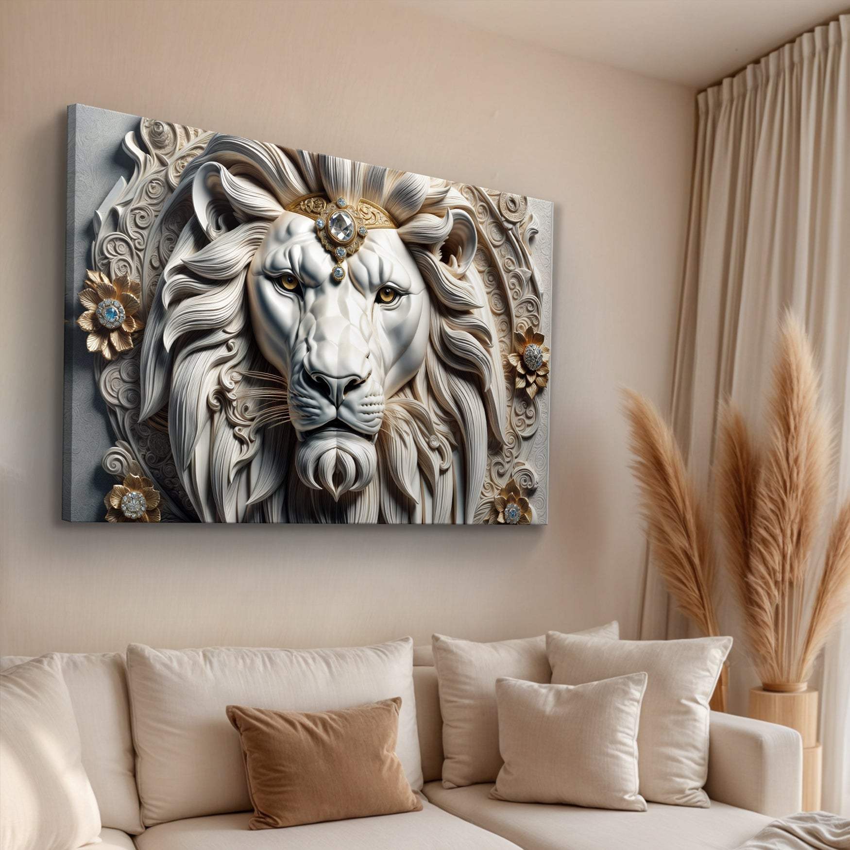 3D Majestic Lion Wall Art II - Tailored Canvases - Flyclothing LLC