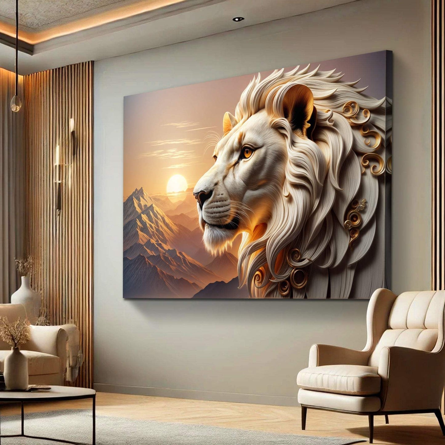 3D Majestic Lion Wall Art IV - Tailored Canvases - Flyclothing LLC