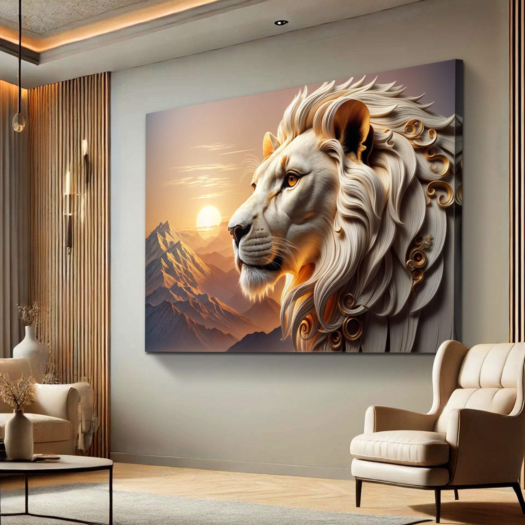 3D Majestic Lion Wall Art IV - Tailored Canvases - Flyclothing LLC