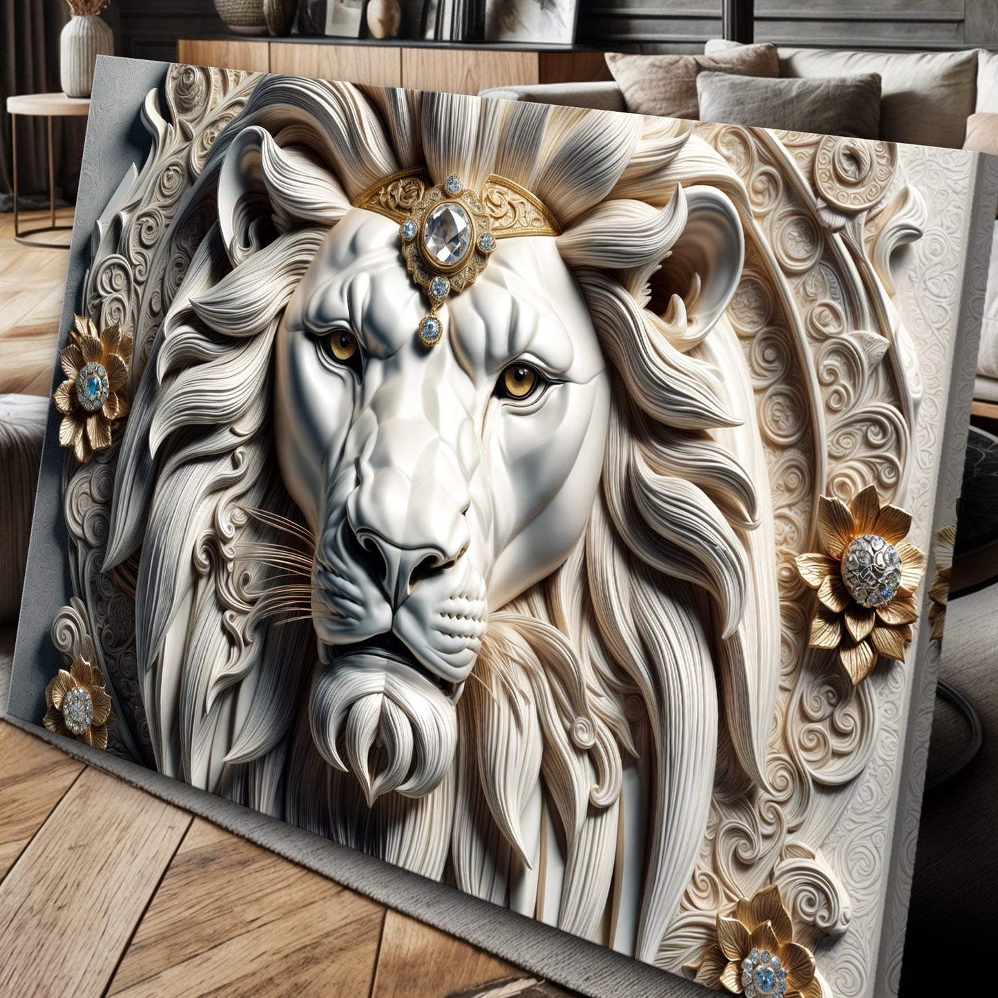 3D Majestic Lion Wall Art II - Tailored Canvases - Flyclothing LLC