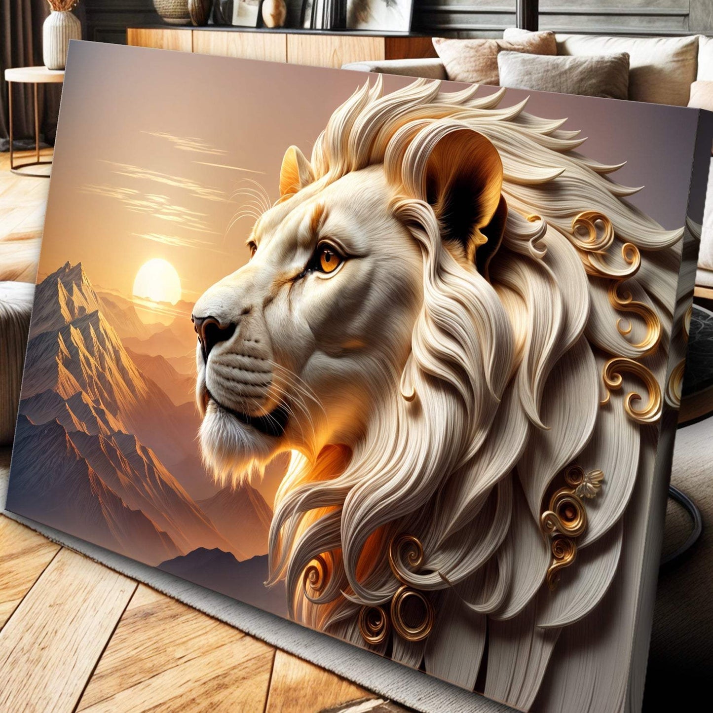 3D Majestic Lion Wall Art IV - Tailored Canvases - Flyclothing LLC