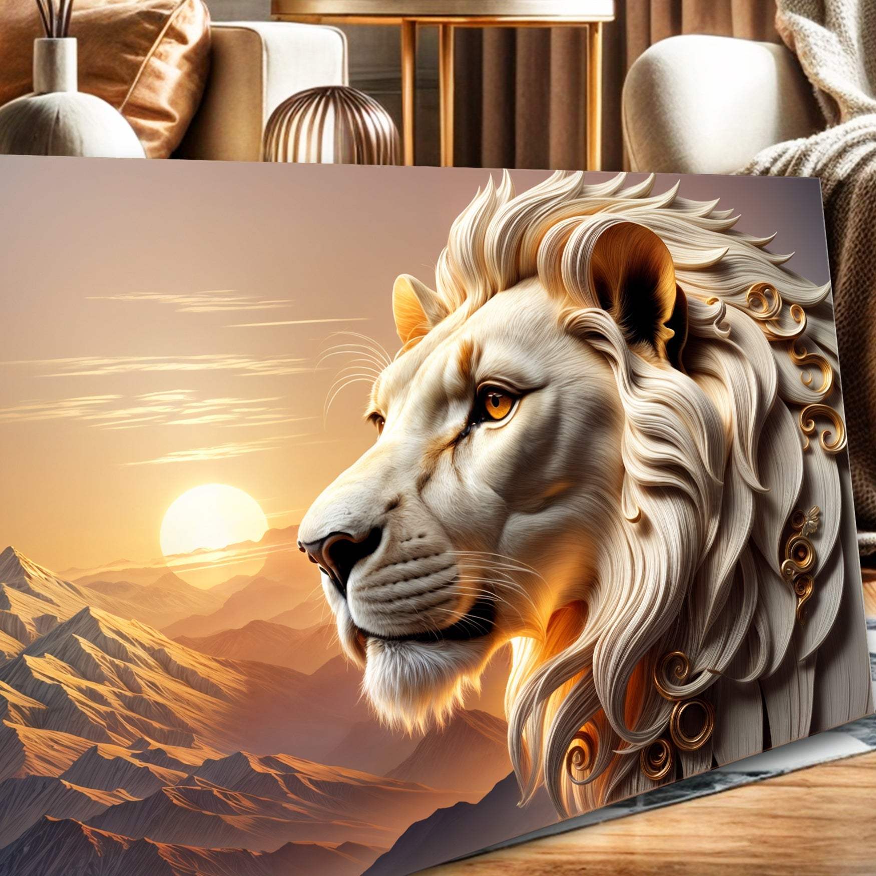 3D Majestic Lion Wall Art IV - Tailored Canvases - Flyclothing LLC
