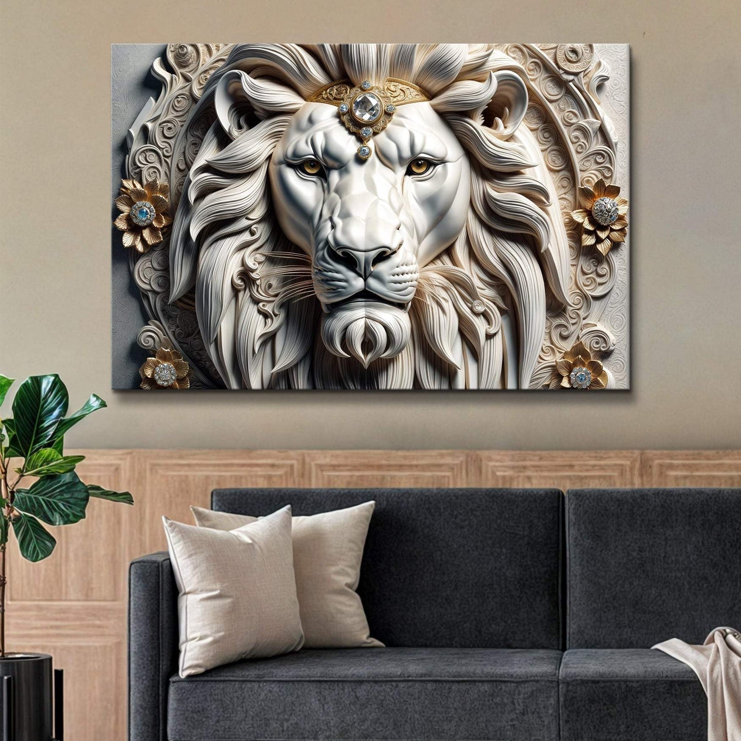 3D Majestic Lion Wall Art II - Tailored Canvases - Flyclothing LLC