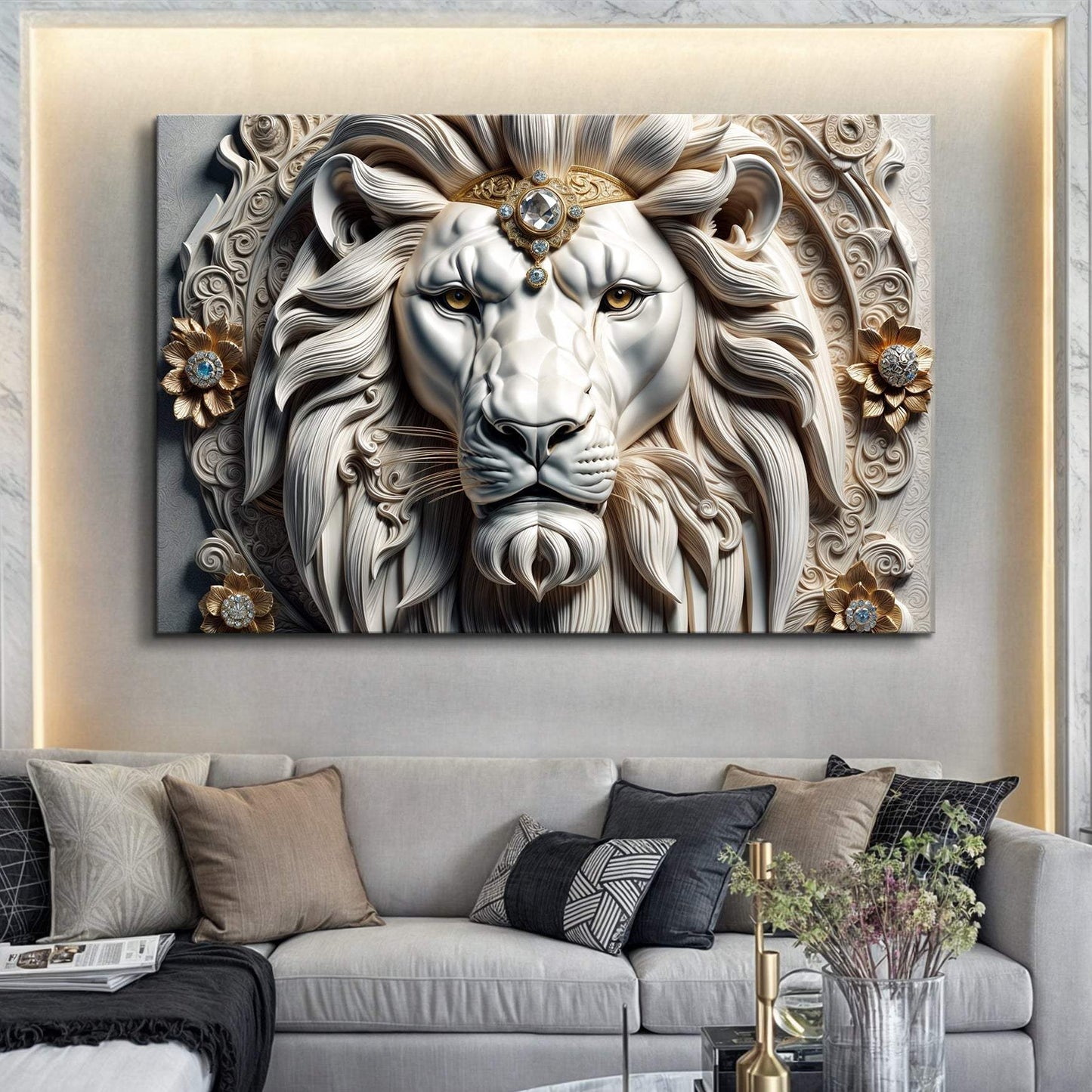 3D Majestic Lion Wall Art II - Tailored Canvases - Flyclothing LLC
