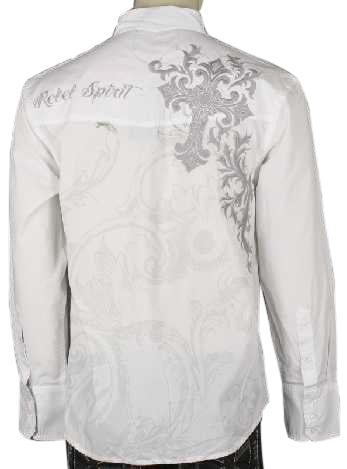 Rebel Spirit Rhinestone Cross Shirt (White) - Rebel Spirit Clothing - Flyclothing LLC