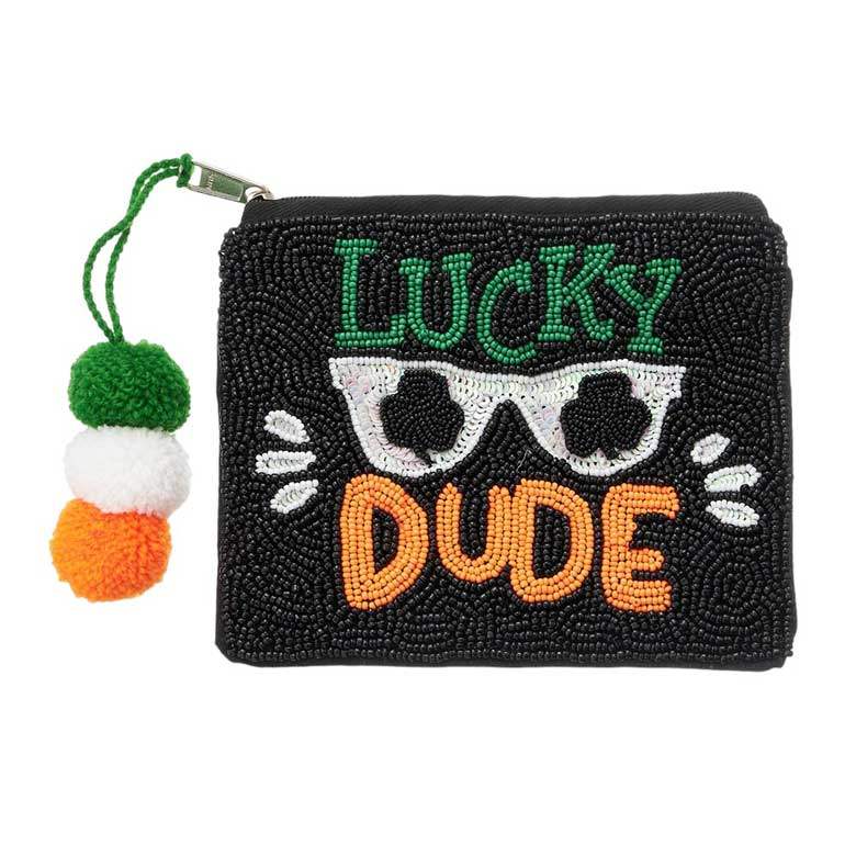 LUCKY DUDE Message Sequin Sunglasses Beaded Mini Pouch Bag - Madeline Love - Flyclothing LLC