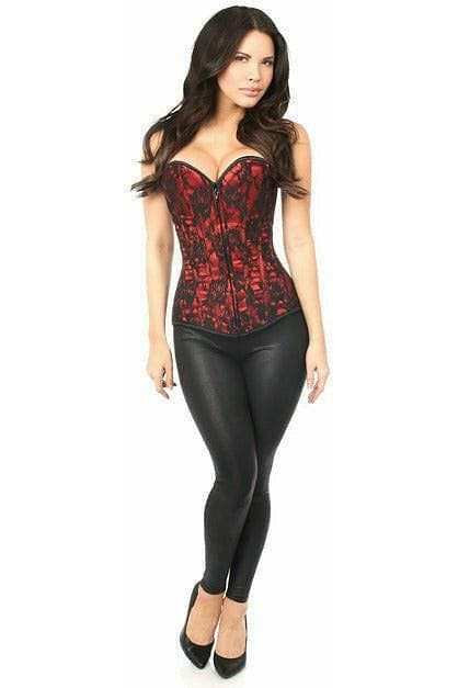 Daisy Corsets Lavish Red Lace Front Zipper Corset - Daisy Corsets - Flyclothing LLC