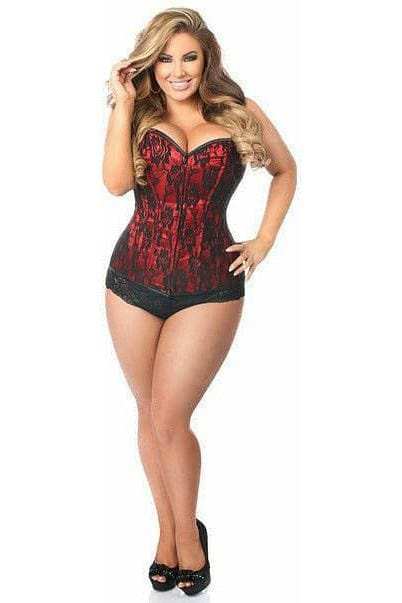 Daisy Corsets Lavish Red Lace Front Zipper Corset - Daisy Corsets - Flyclothing LLC