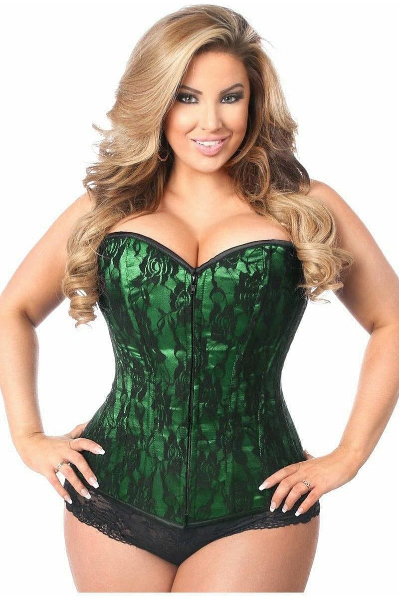 Daisy Corsets Lavish Green Lace Front Zipper Corset - Daisy Corsets