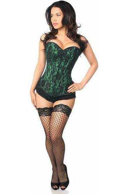 Daisy Corsets Lavish Green Lace Front Zipper Corset - Daisy Corsets - Flyclothing LLC