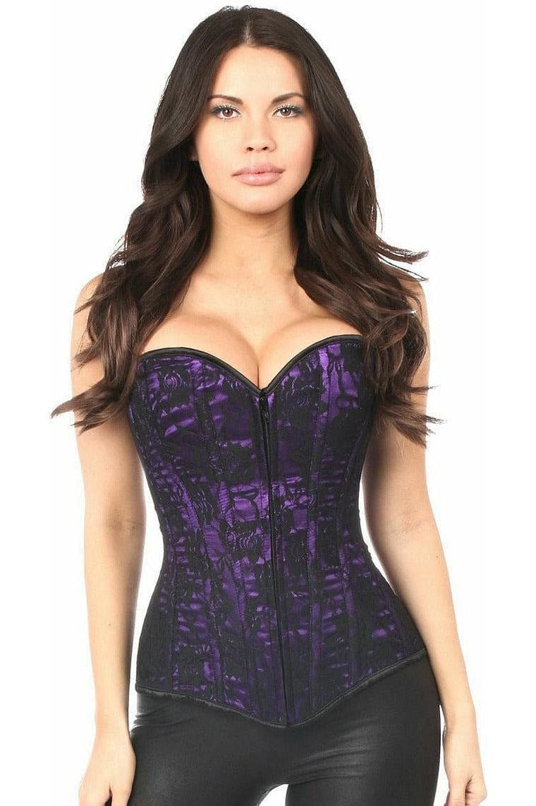 Daisy Corsets Lavish Purple Lace Front Zipper Corset - Daisy Corsets