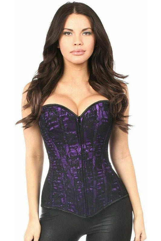 Daisy Corsets Lavish Purple Lace Front Zipper Corset - Daisy Corsets