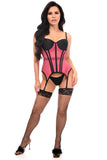 Daisy Corsets Lavish Pink/Black Mesh Underwire Bustier Corset w/Garters - Daisy Corsets