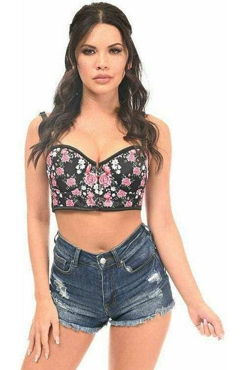 Daisy Corsets Lavish Pink Floral Underwire Short Bustier - Daisy Corsets - Flyclothing LLC