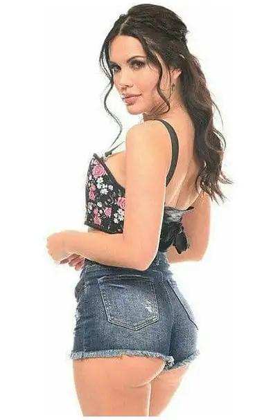 Daisy Corsets Lavish Pink Floral Underwire Short Bustier - Daisy Corsets - Flyclothing LLC
