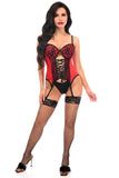 Daisy Corsets Lavish Red/Black Lycra & Lace Hook & Eye Lace-Up Bustier Corset w/Garters - Daisy Corsets