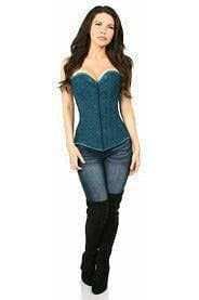 Daisy Corsets Lavish Dark Teal Lace Overbust Corset w/Zipper - Daisy Corsets - Flyclothing LLC