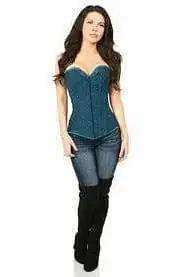 Daisy Corsets Lavish Dark Teal Lace Overbust Corset w/Zipper - Daisy Corsets - Flyclothing LLC