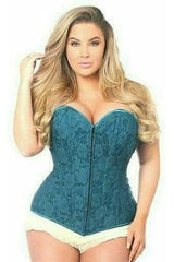 Daisy Corsets Lavish Dark Teal Lace Overbust Corset w/Zipper - Daisy Corsets