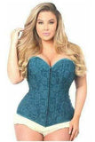 Daisy Corsets Lavish Dark Teal Lace Overbust Corset w/Zipper - Daisy Corsets - Flyclothing LLC