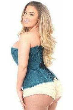 Daisy Corsets Lavish Dark Teal Lace Overbust Corset w/Zipper - Daisy Corsets - Flyclothing LLC