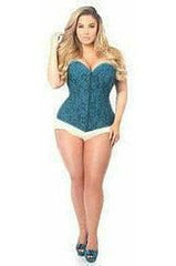 Daisy Corsets Lavish Dark Teal Lace Overbust Corset w/Zipper - Daisy Corsets
