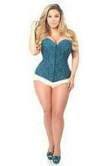 Daisy Corsets Lavish Dark Teal Lace Overbust Corset w/Zipper - Daisy Corsets