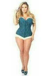 Daisy Corsets Lavish Dark Teal Lace Overbust Corset w/Zipper - Daisy Corsets - Flyclothing LLC
