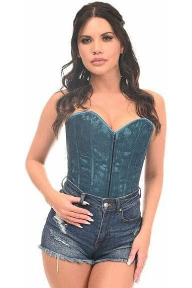Daisy Corsets Lavish Dark Teal Lace Overbust Corset w/Zipper - Daisy Corsets