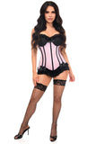 Daisy Corsets Lavish Lt Pink w/Black Lycra Hook & Eye Stretch Bustier Corset - Daisy Corsets