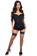 Daisy Corsets Lavish Black Lycra Hook & Eye Stretch Bustier Corset - Daisy Corsets - Flyclothing LLC