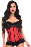 Daisy Corsets Lavish Red/Black Lycra Hook & Eye Stretch Bustier Corset - Daisy Corsets