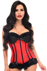 Daisy Corsets Lavish Red/Black Lycra Hook & Eye Stretch Bustier Corset - Daisy Corsets