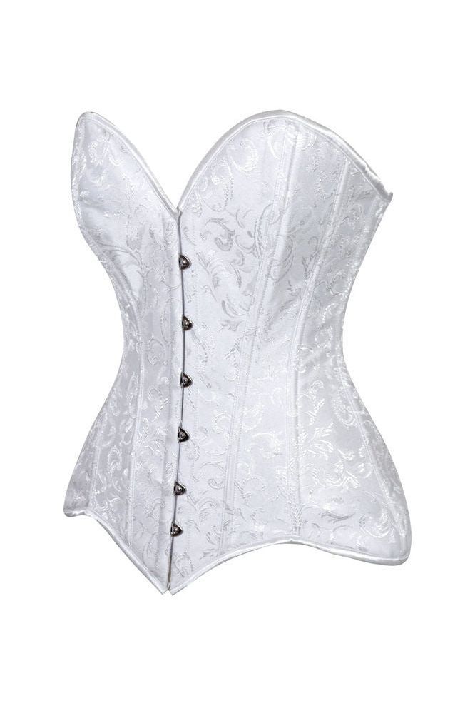 Daisy Corsets Lavish 2 PC White Brocade Corset & Denim Skirt Set - Daisy Corsets