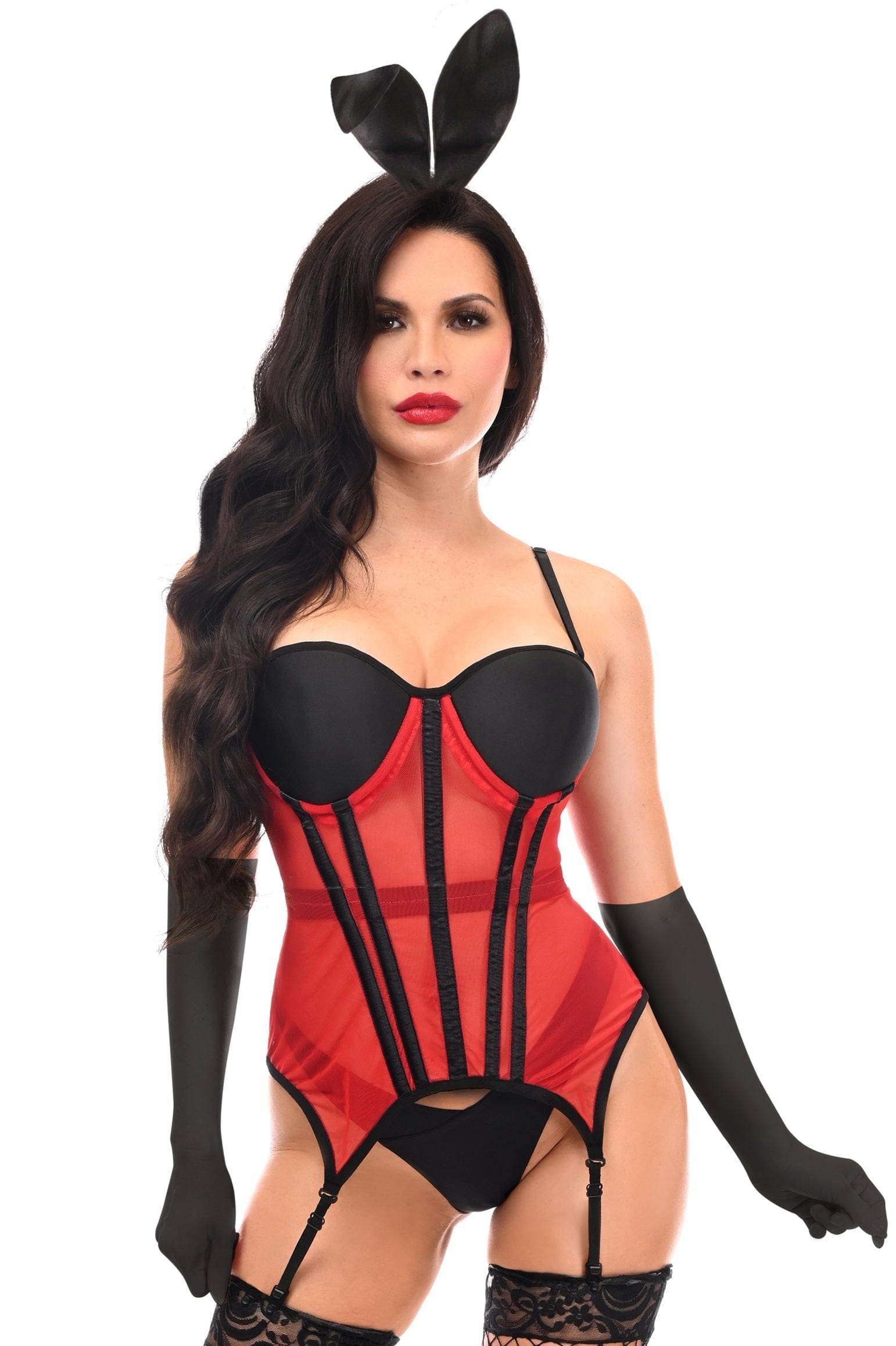 Daisy Corsets Lavish 4 PC Red/Black Sexy Bunny Lingerie Costume - Daisy Corsets