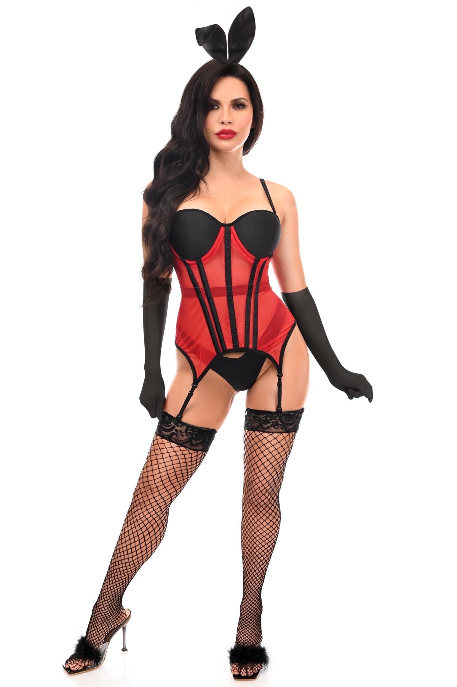 Daisy Corsets Lavish 4 PC Red/Black Sexy Bunny Lingerie Costume - Daisy Corsets