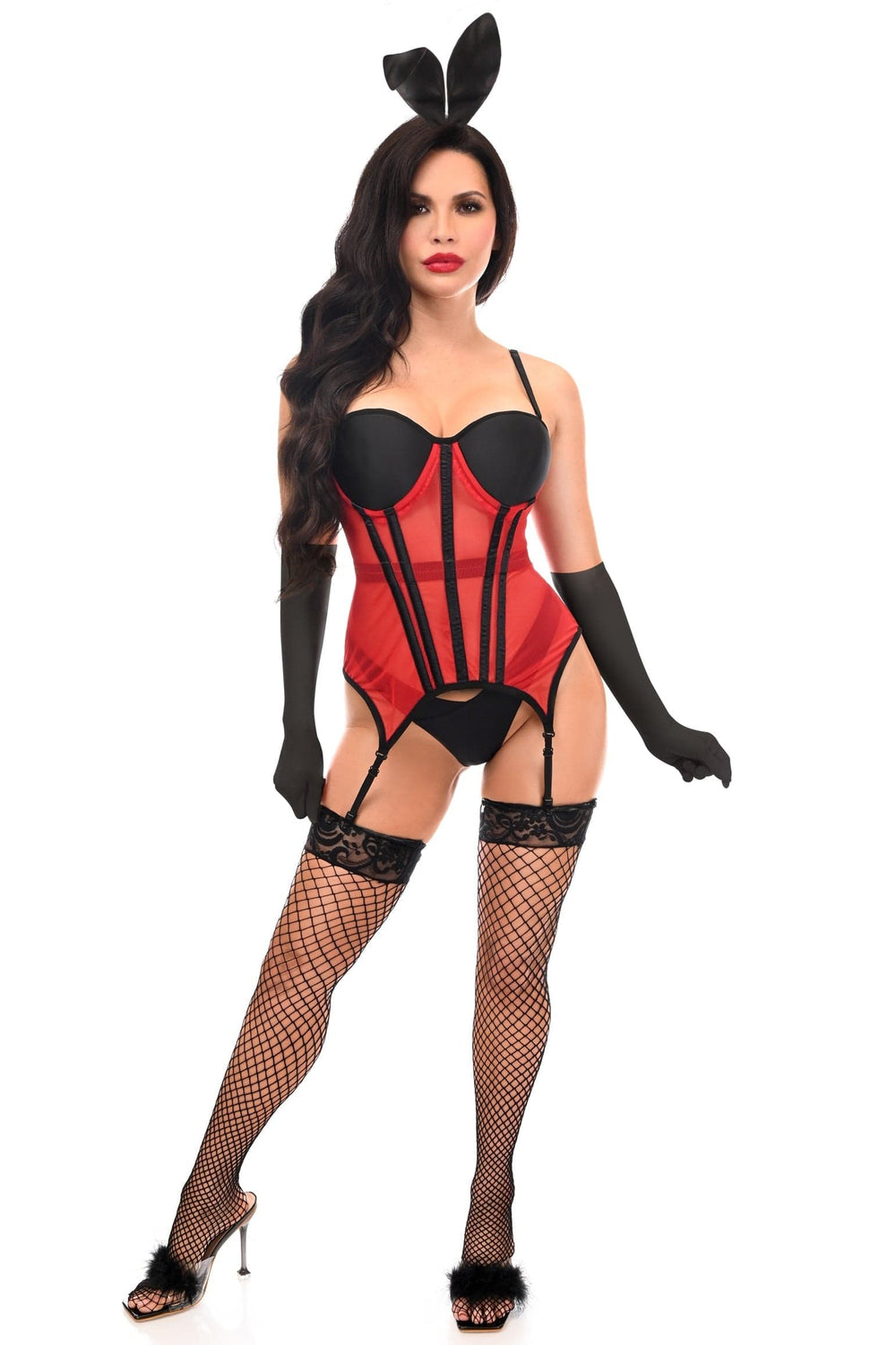 Daisy Corsets Lavish 4 PC Red/Black Sexy Bunny Lingerie Costume - Daisy Corsets