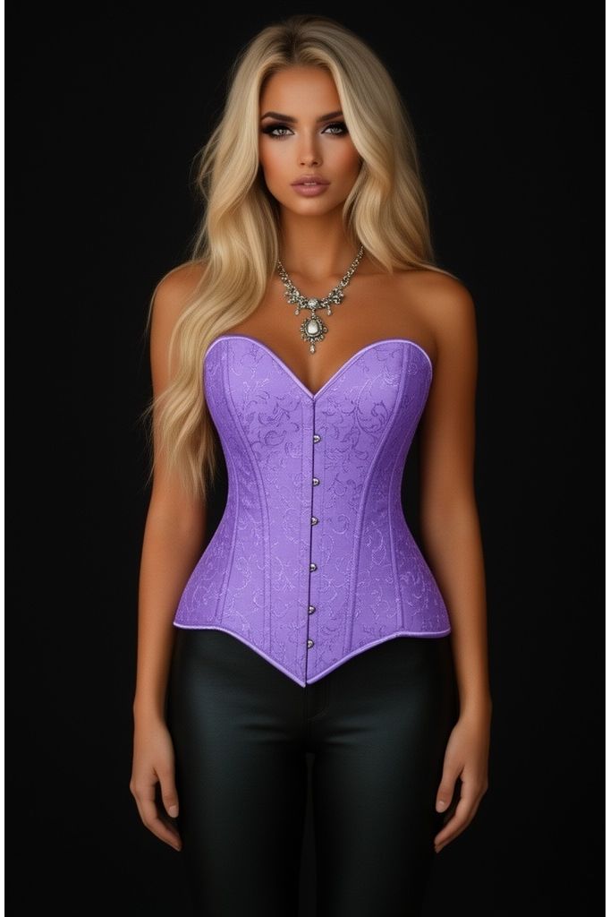 Daisy Corsets Lavish Lt Purple Brocade Overbust Corset W/Busk Closure - Daisy Corsets