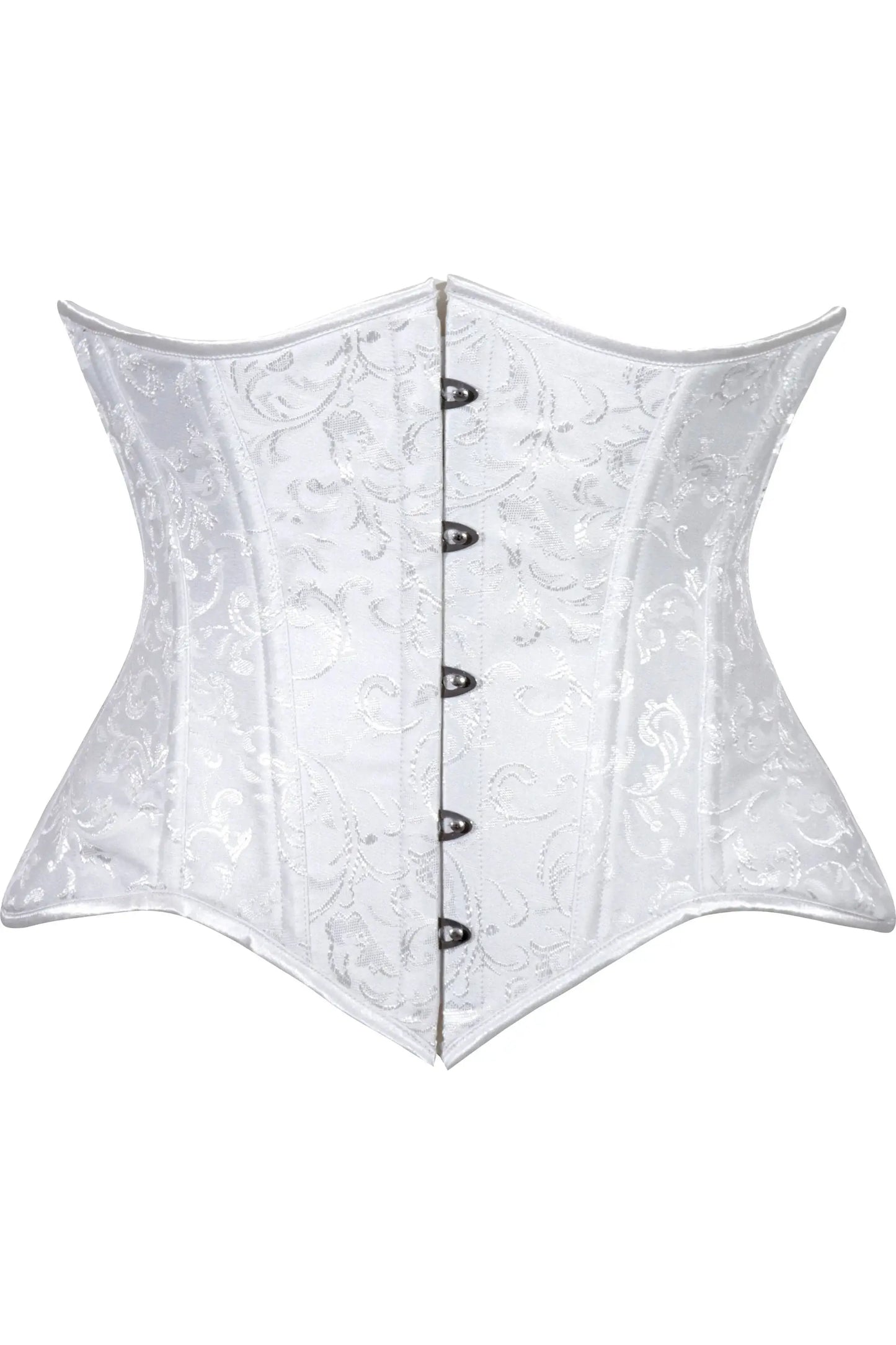 Daisy Corsets Lavish White Brocade Waist Cincher Under Bust Corset w/Front Busk Closure - Daisy Corsets - Flyclothing LLC