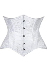 Daisy Corsets Lavish White Brocade Waist Cincher Under Bust Corset w/Front Busk Closure - Daisy Corsets - Flyclothing LLC
