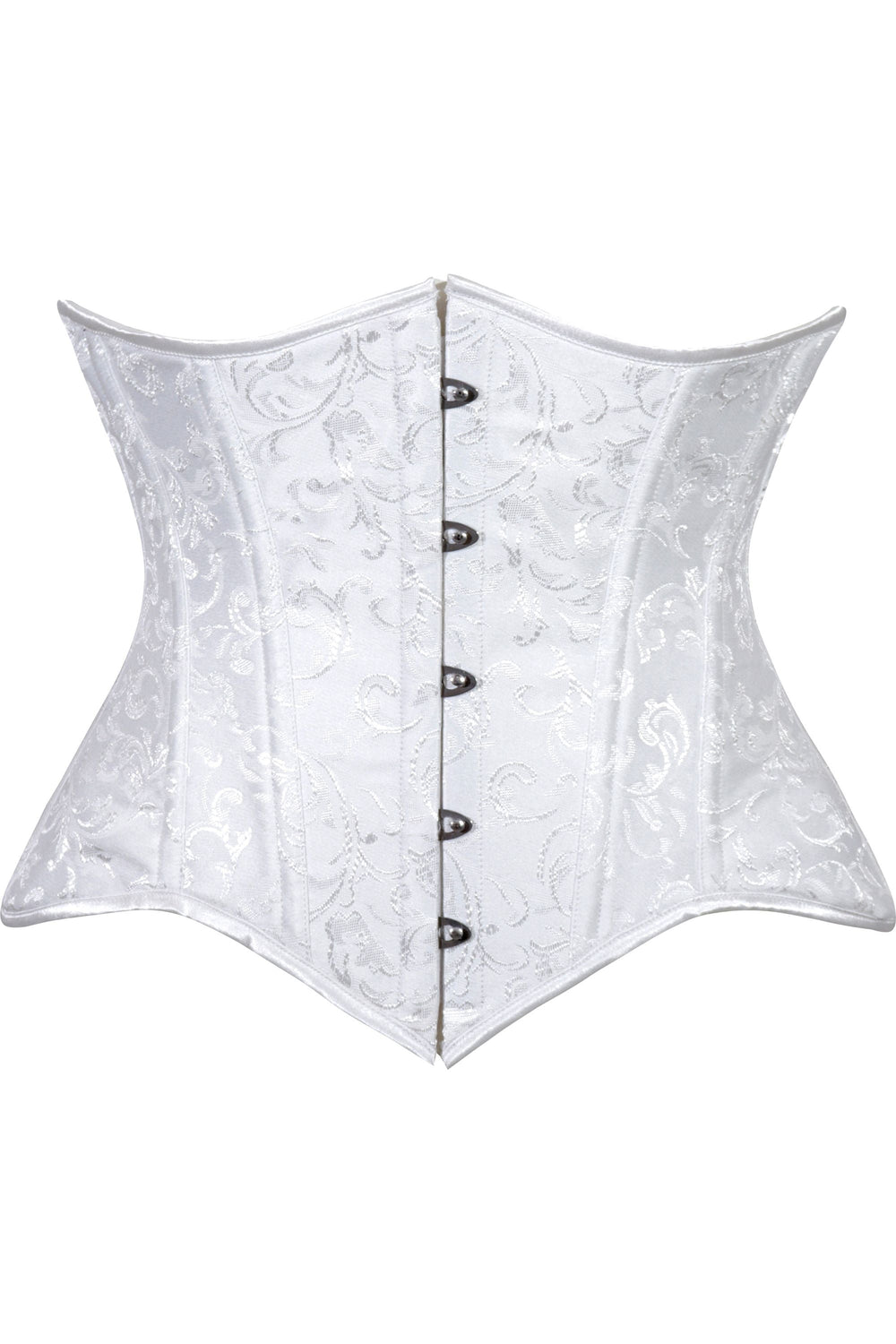 Daisy Corsets Lavish White Brocade Waist Cincher Under Bust Corset w/Front Busk Closure