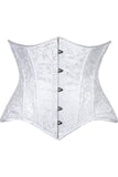 Daisy Corsets Lavish White Brocade Waist Cincher Under Bust Corset w/Front Busk Closure