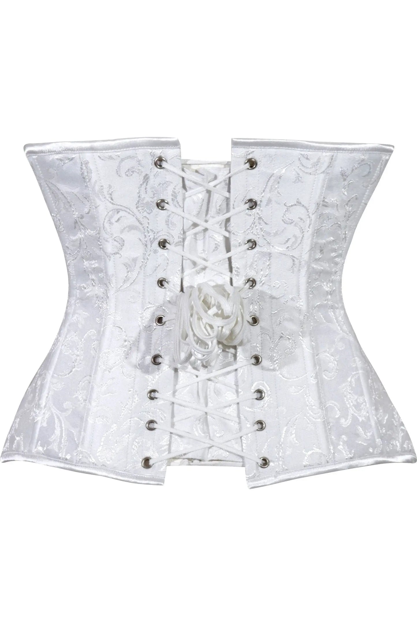 Daisy Corsets Lavish White Brocade Waist Cincher Under Bust Corset w/Front Busk Closure - Daisy Corsets - Flyclothing LLC