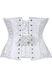 Daisy Corsets Lavish White Brocade Waist Cincher Under Bust Corset w/Front Busk Closure