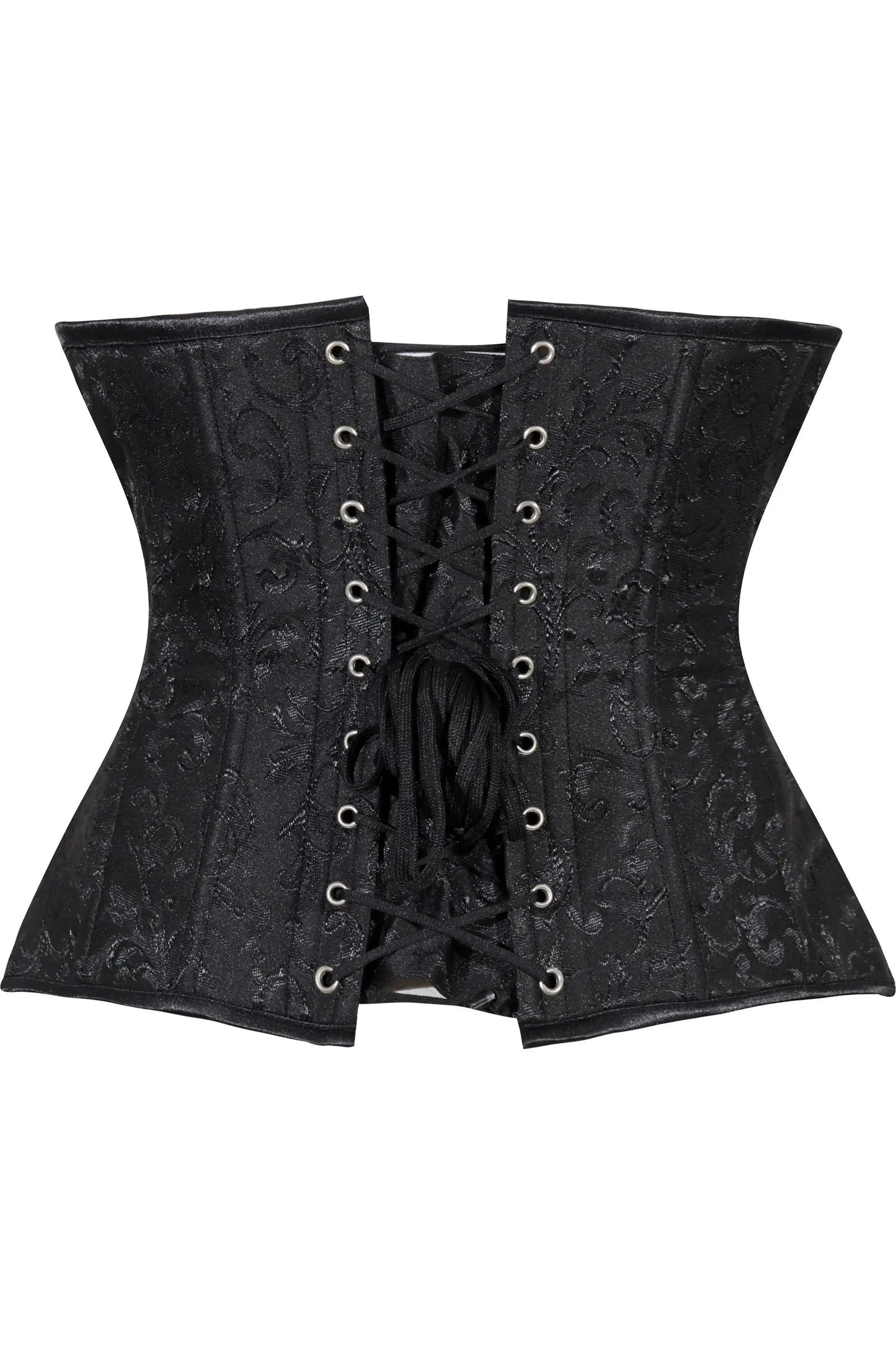 Daisy Corsets Lavish Black Brocade Waist Cincher Under Bust Corset w/Front Busk Closure - Daisy Corsets - Flyclothing LLC