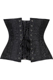 Daisy Corsets Lavish Black Brocade Waist Cincher Under Bust Corset w/Front Busk Closure