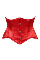 Lavish Red Satin Mini Cincher Underbust Corset Waist Cincher Busk Closure - Daisy Corsets - Flyclothing LLC