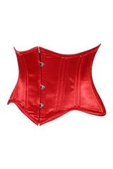 Lavish Red Satin Mini Cincher Underbust Corset Waist Cincher Busk Closure - Daisy Corsets - Flyclothing LLC