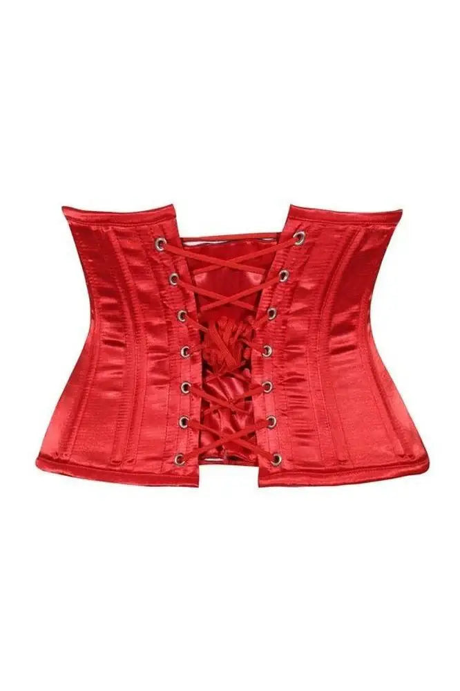 Lavish Red Satin Mini Cincher Underbust Corset Waist Cincher Busk Closure - Daisy Corsets - Flyclothing LLC